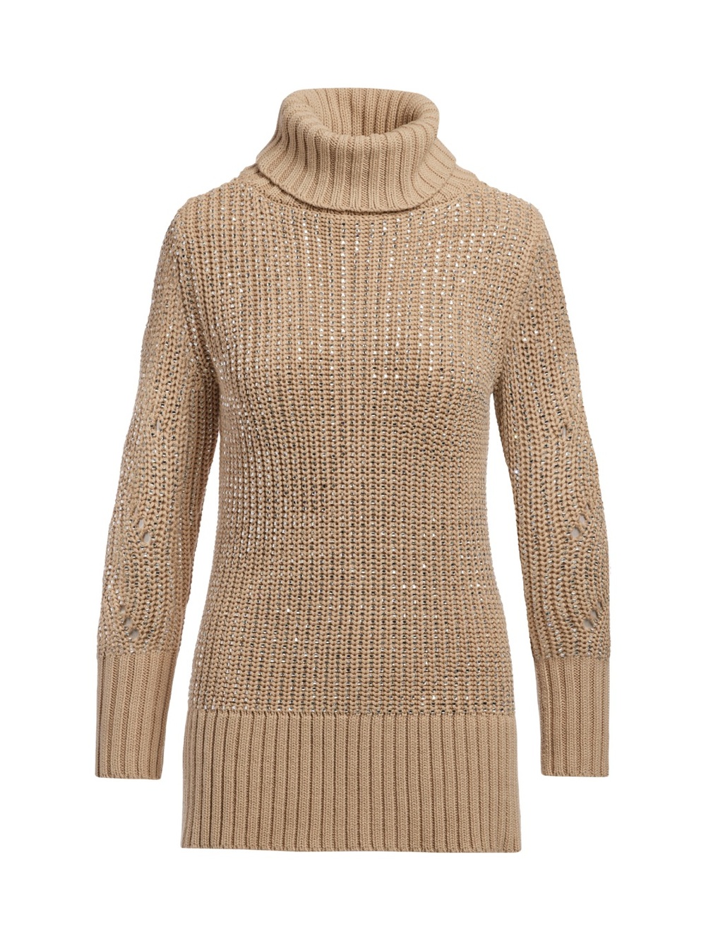 Boston Proper EMBELLISHED TURTLENECK SWEATER SESAME